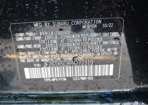 2023 Subaru Crosstrek Sport z USA, uszkodzony, nr VIN JF2GTHSC8PH272319